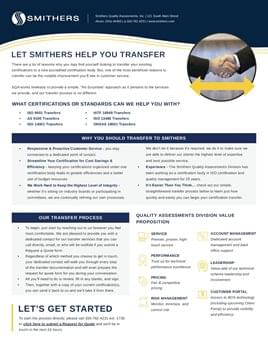 Smithers ISO Certification Transfer